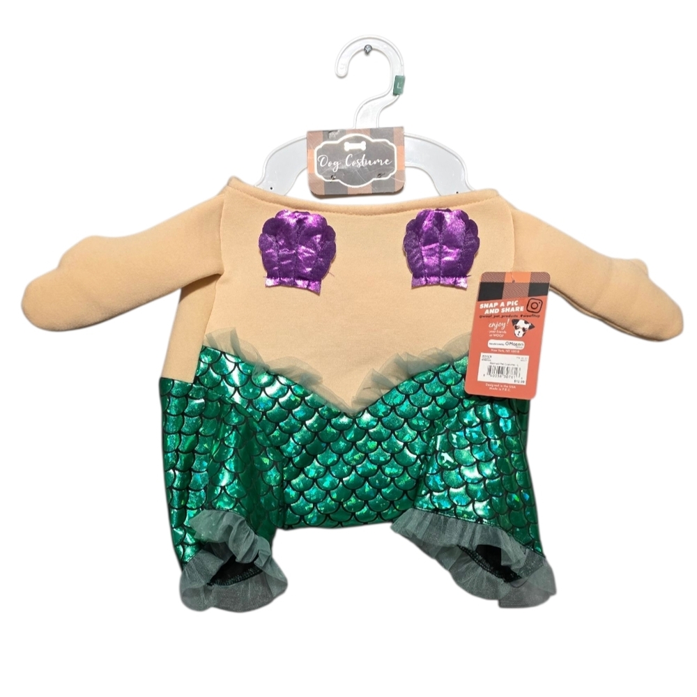 Woof Mermaid Dog Pet Halloween Costume Green and Purple Size Large
